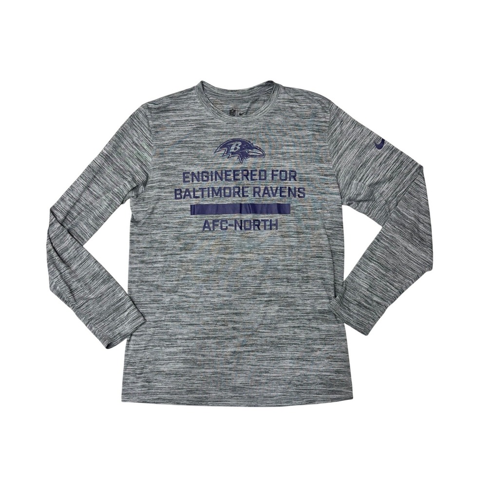 Nike Baltimore Ravens NFL Mens Medium Gray Dri-FIT Long Sleeve Shirt NWT